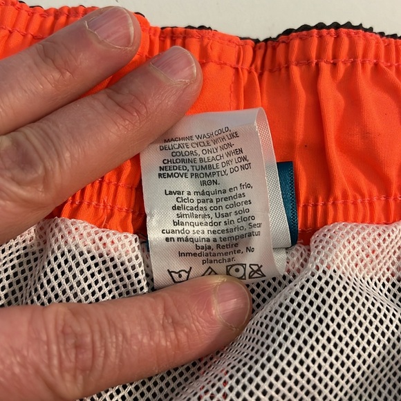 Liquid Wave Swim Trunks in Gray & neon Orange Men’s Sz Lg. w/draw string. - Picture 8 of 10